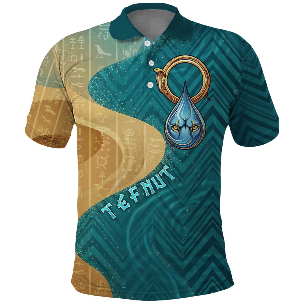 Tefnut Ancient Egyptian Polo Shirt with Water Drop and Lion Symbol