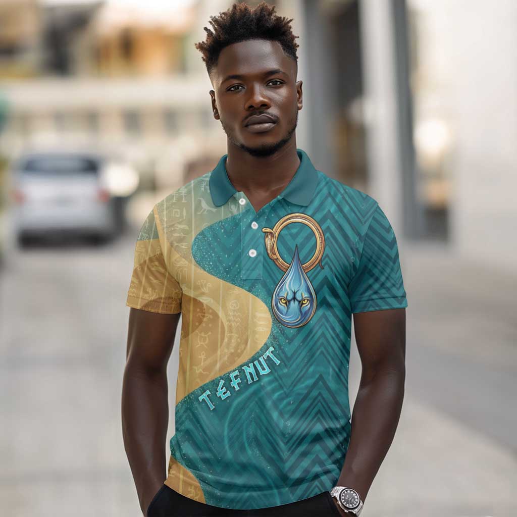 Tefnut Ancient Egyptian Polo Shirt with Water Drop and Lion Symbol