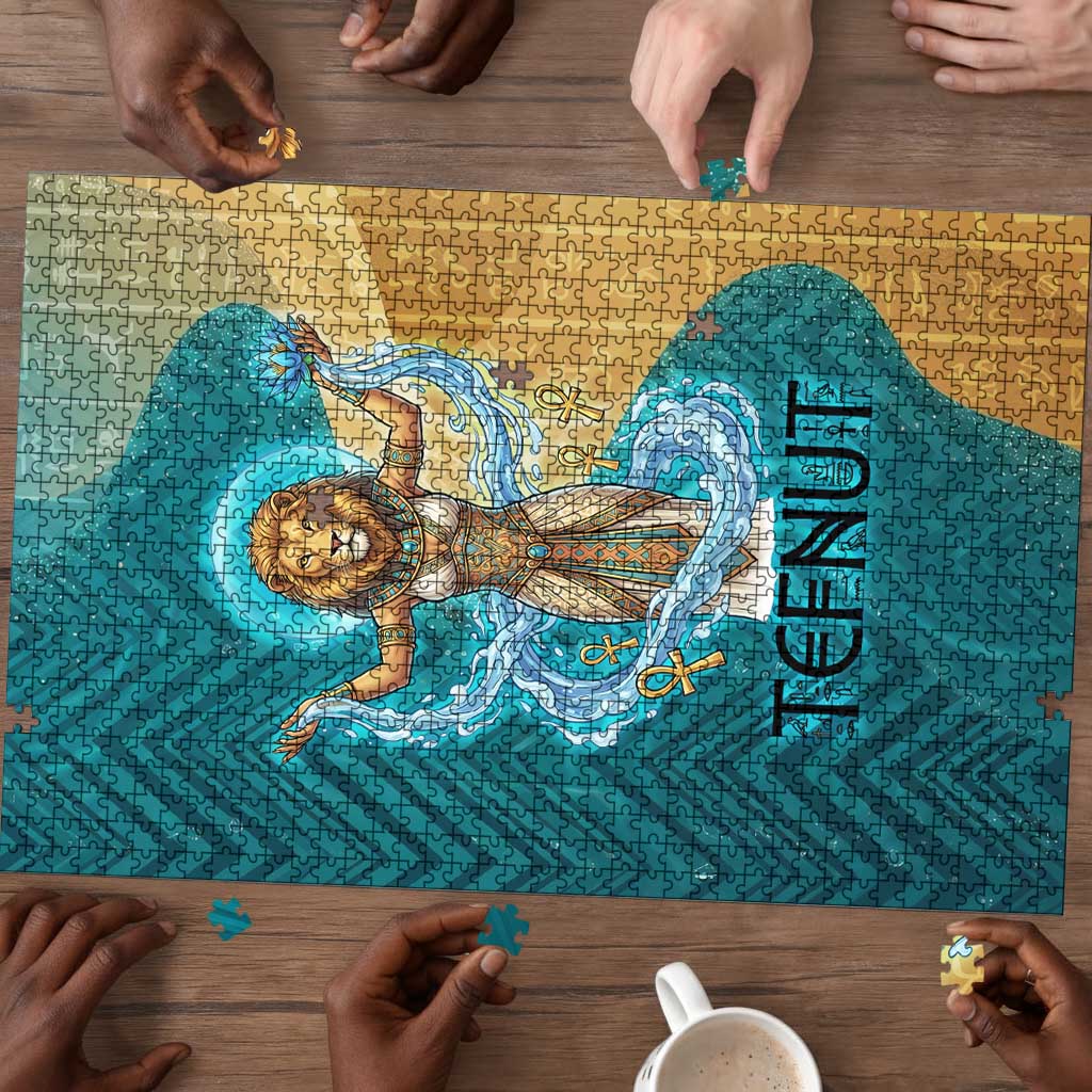 Tefnut Ancient Egyptian Puzzle with Water Drop and Lion Symbol