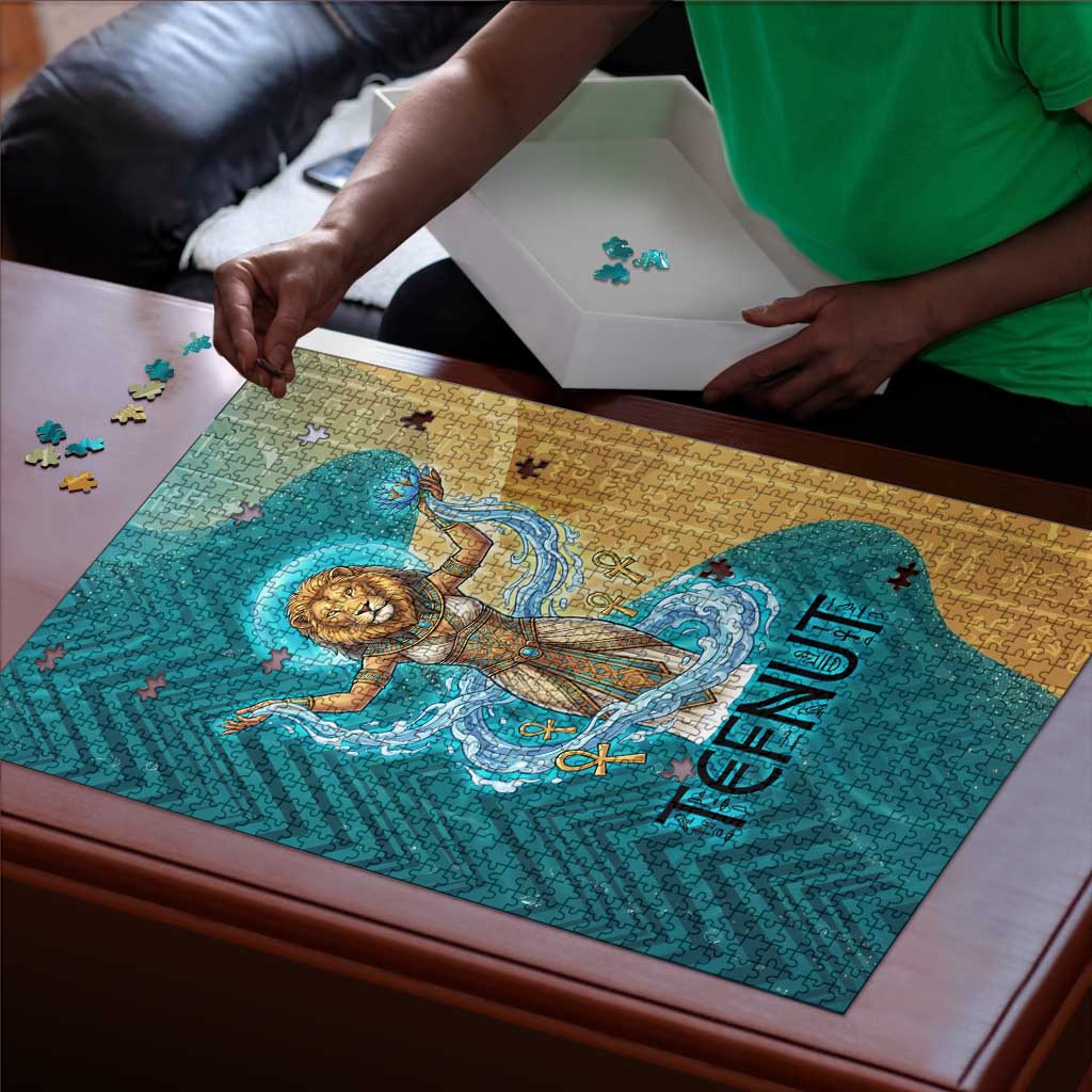 Tefnut Ancient Egyptian Puzzle with Water Drop and Lion Symbol