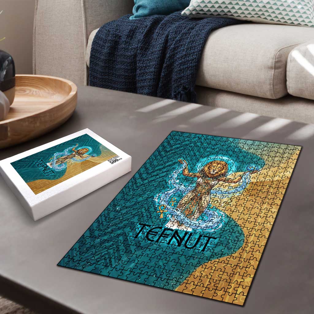 Tefnut Ancient Egyptian Puzzle with Water Drop and Lion Symbol