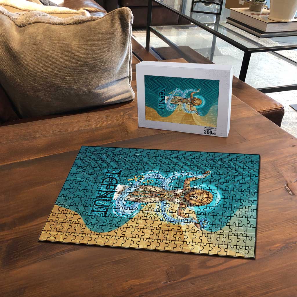 Tefnut Ancient Egyptian Puzzle with Water Drop and Lion Symbol