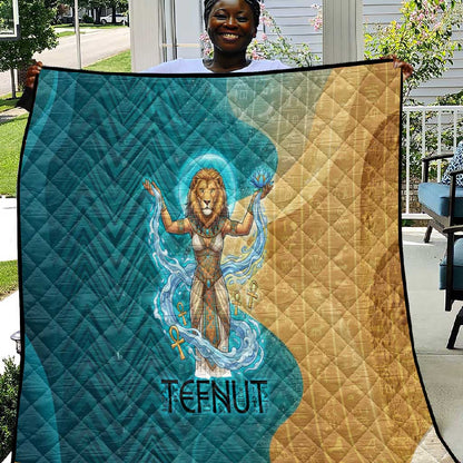 Tefnut Ancient Egyptian Quilt with Water Drop and Lion Symbol