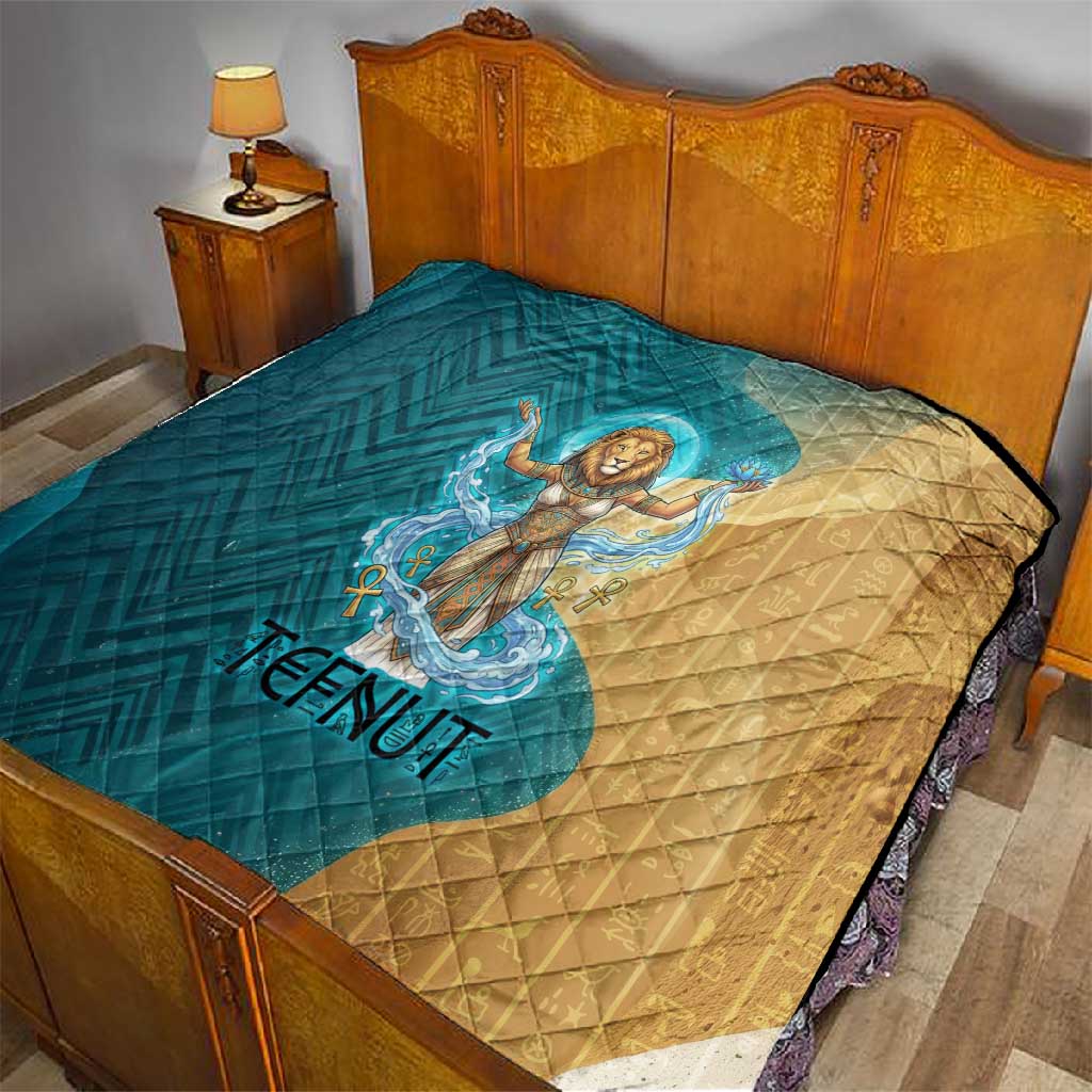 Tefnut Ancient Egyptian Quilt with Water Drop and Lion Symbol