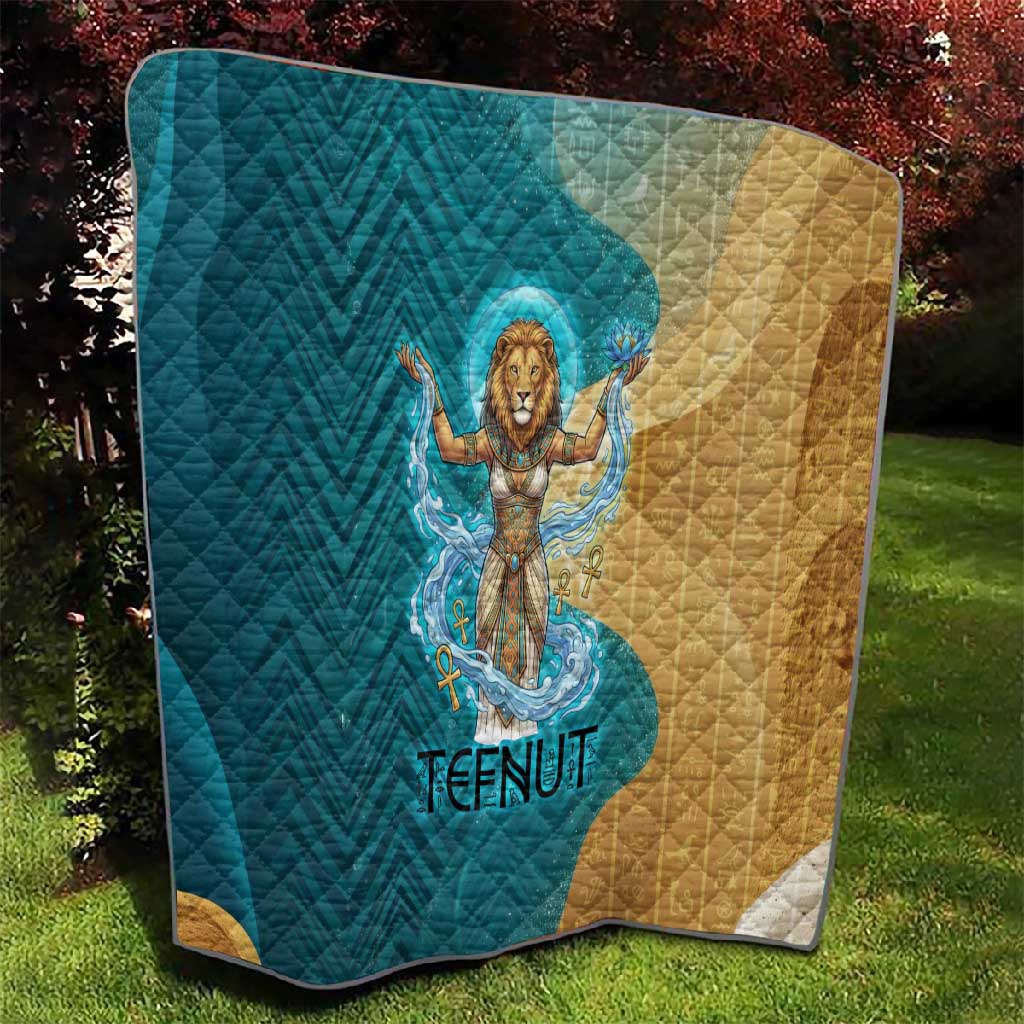Tefnut Ancient Egyptian Quilt with Water Drop and Lion Symbol