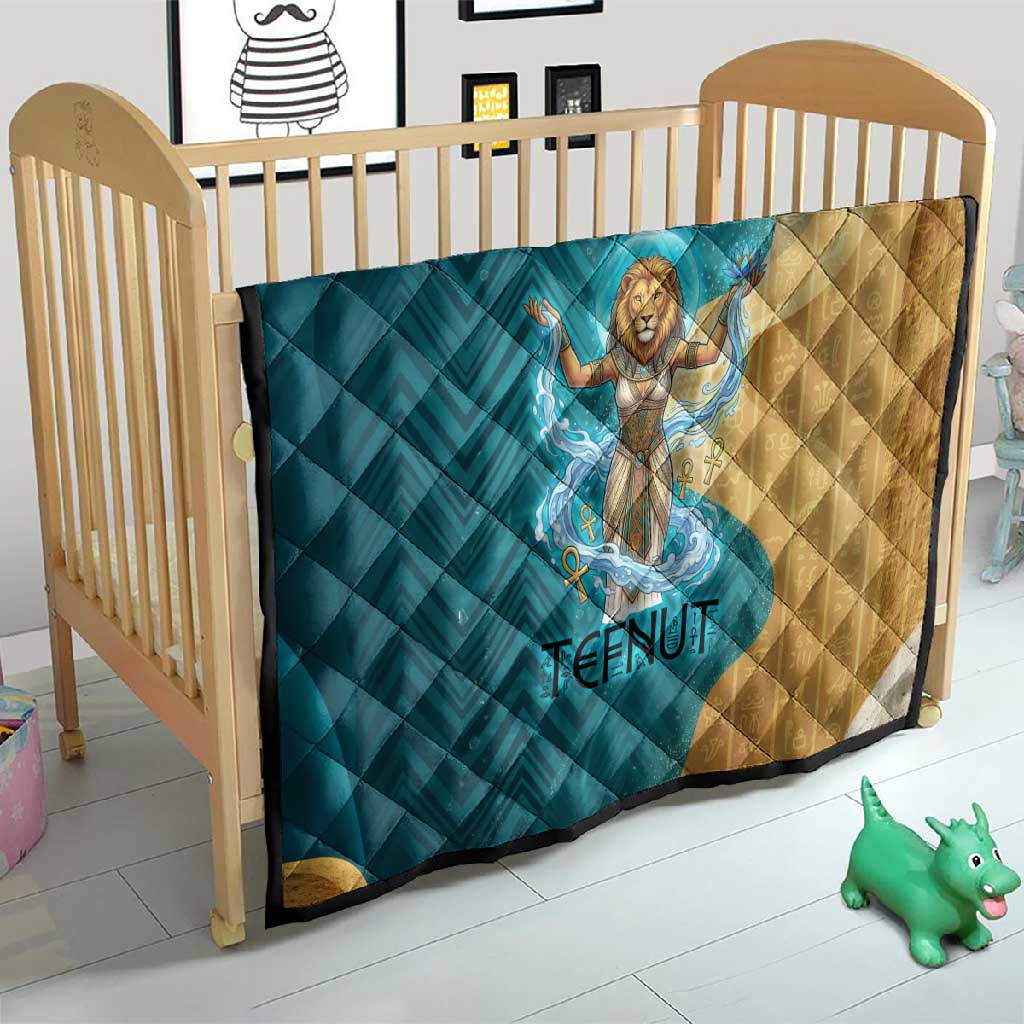 Tefnut Ancient Egyptian Quilt with Water Drop and Lion Symbol