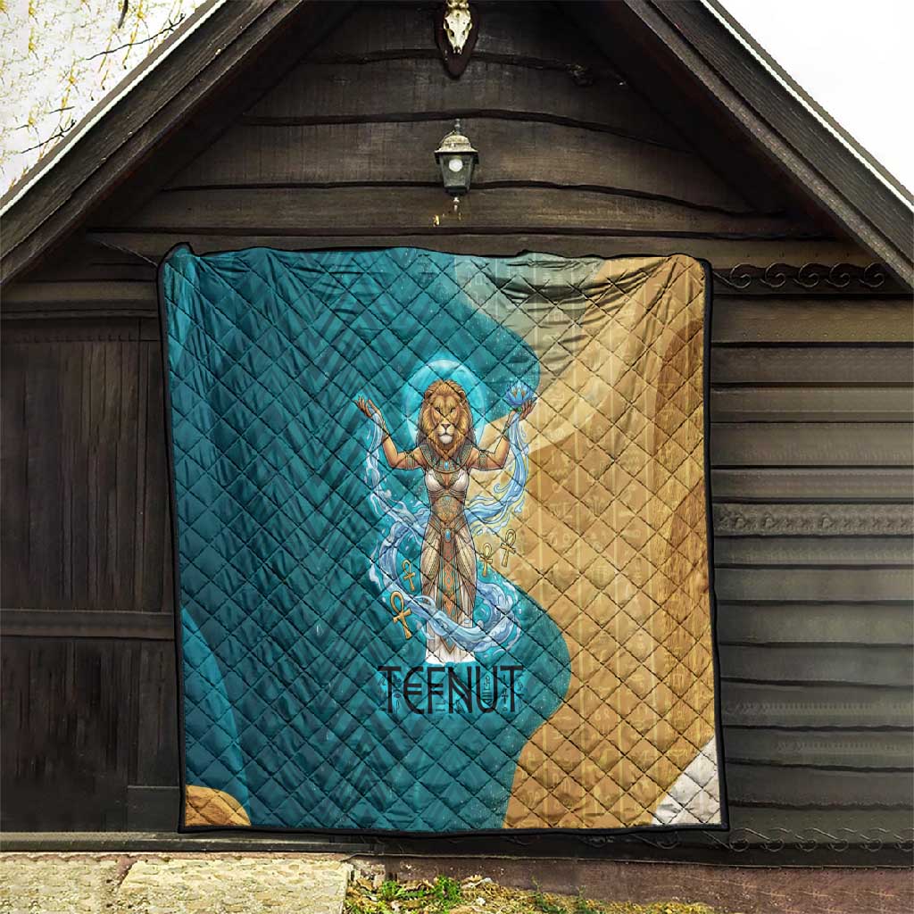 Tefnut Ancient Egyptian Quilt with Water Drop and Lion Symbol