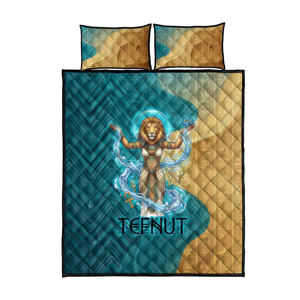 Tefnut Ancient Egyptian Quilt Bed Set with Water Drop and Lion Symbol