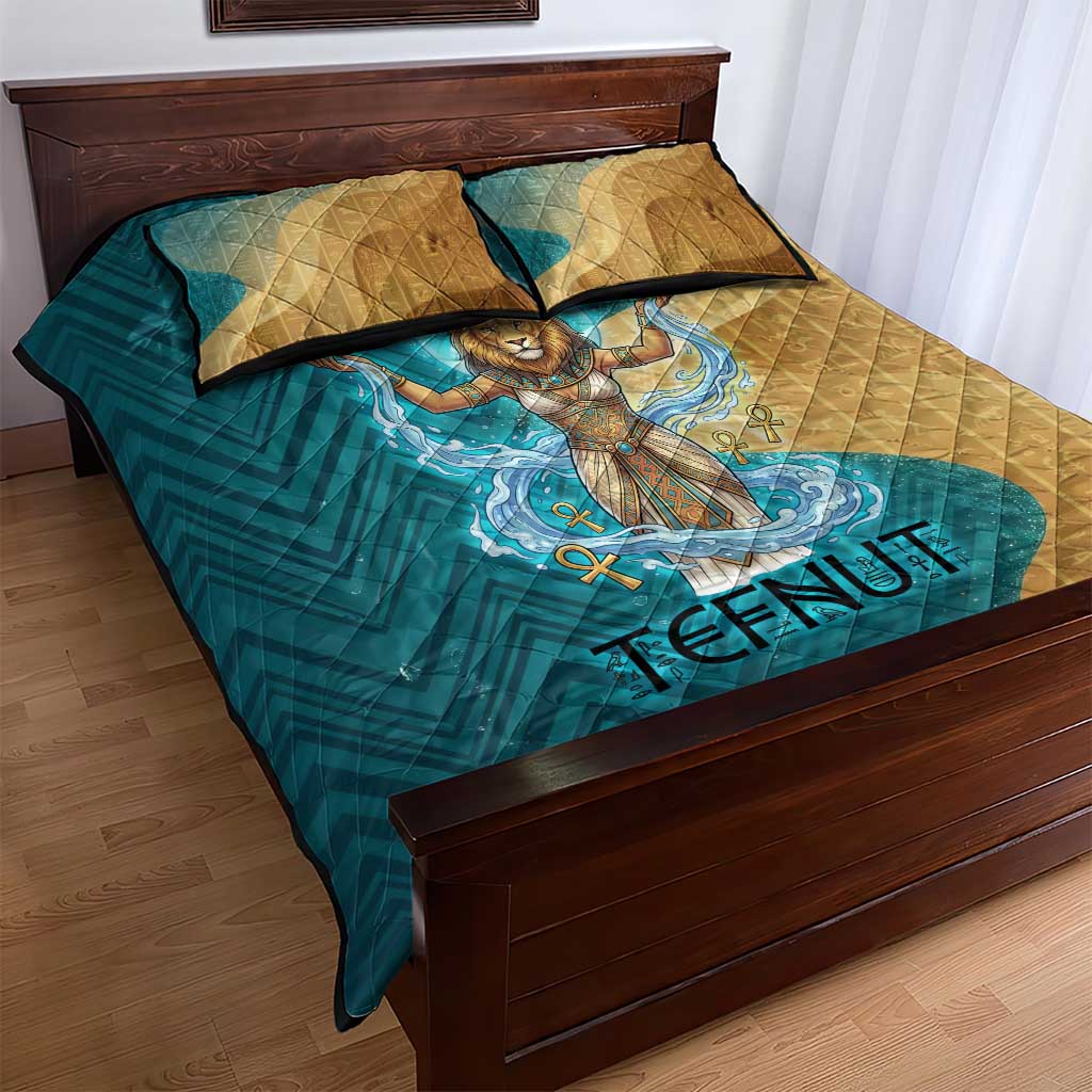 Tefnut Ancient Egyptian Quilt Bed Set with Water Drop and Lion Symbol