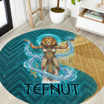 Tefnut Ancient Egyptian Round Carpet with Water Drop and Lion Symbol