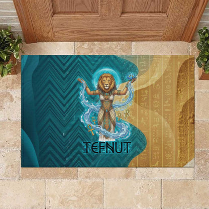 Tefnut Ancient Egyptian Rubber Doormat with Water Drop and Lion Symbol