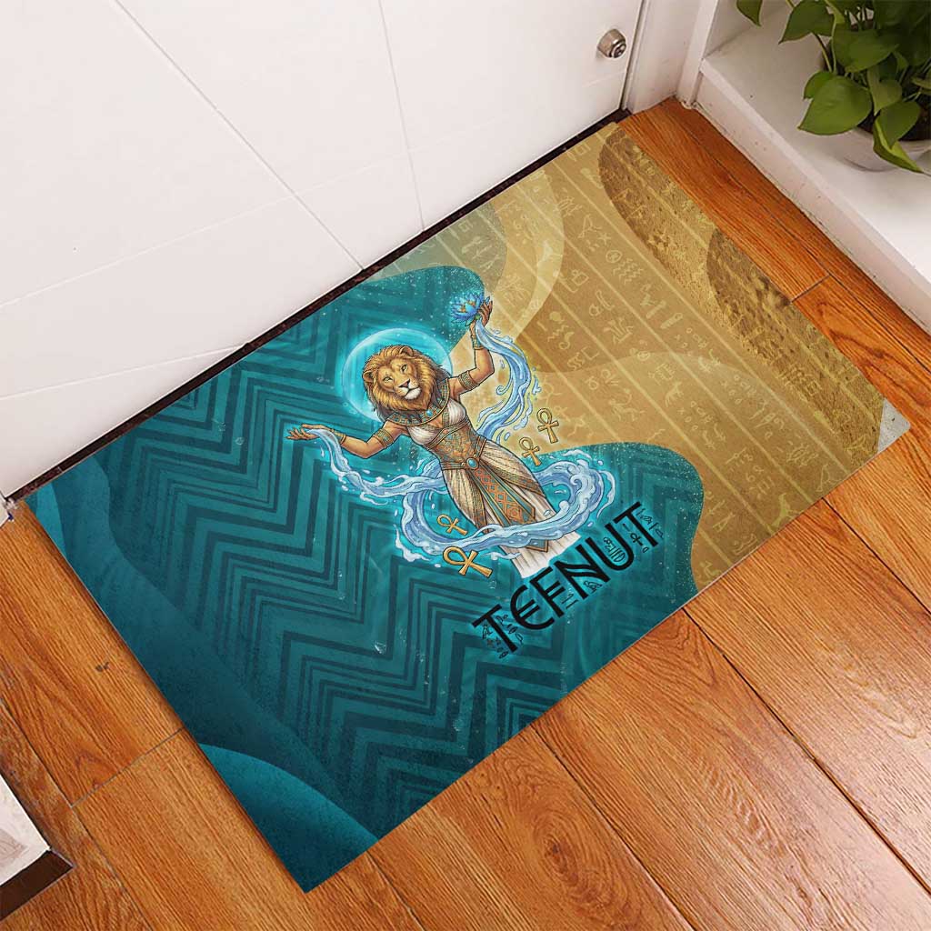 Tefnut Ancient Egyptian Rubber Doormat with Water Drop and Lion Symbol