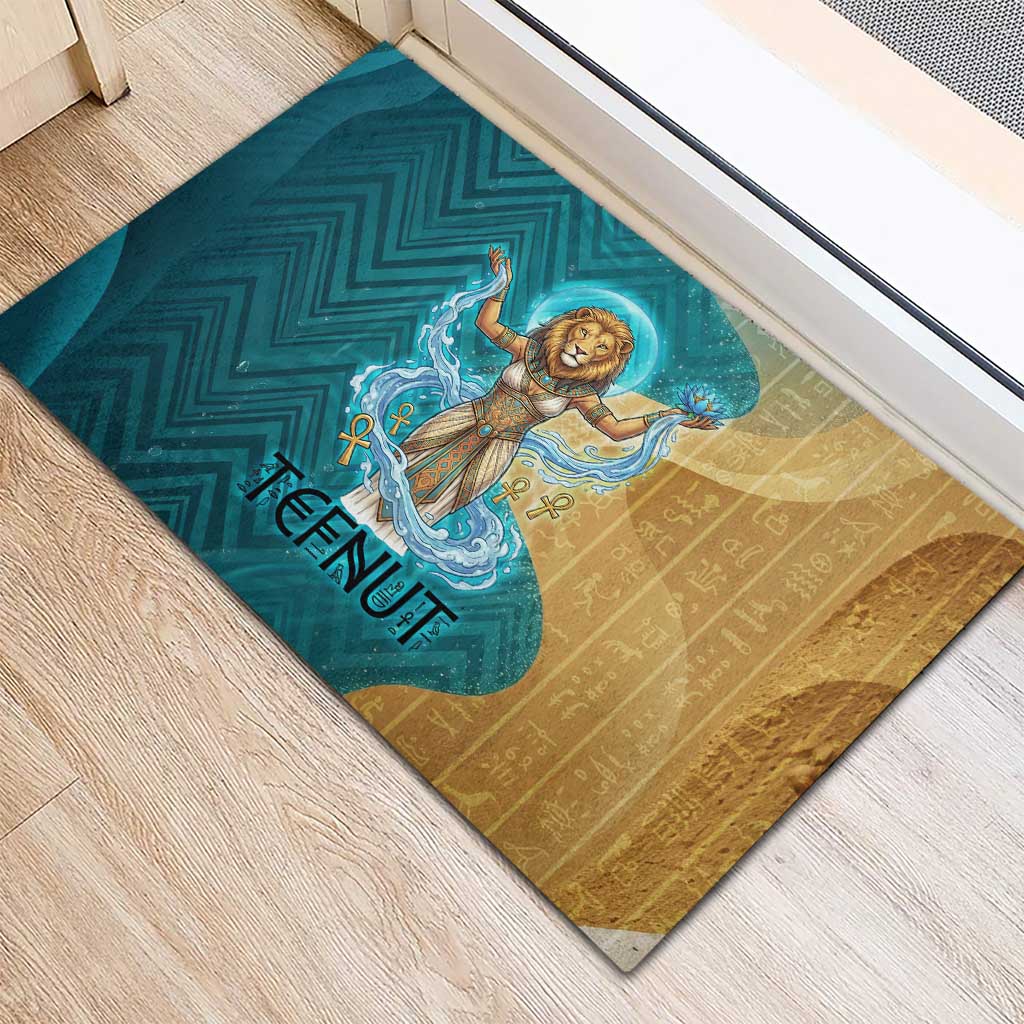 Tefnut Ancient Egyptian Rubber Doormat with Water Drop and Lion Symbol
