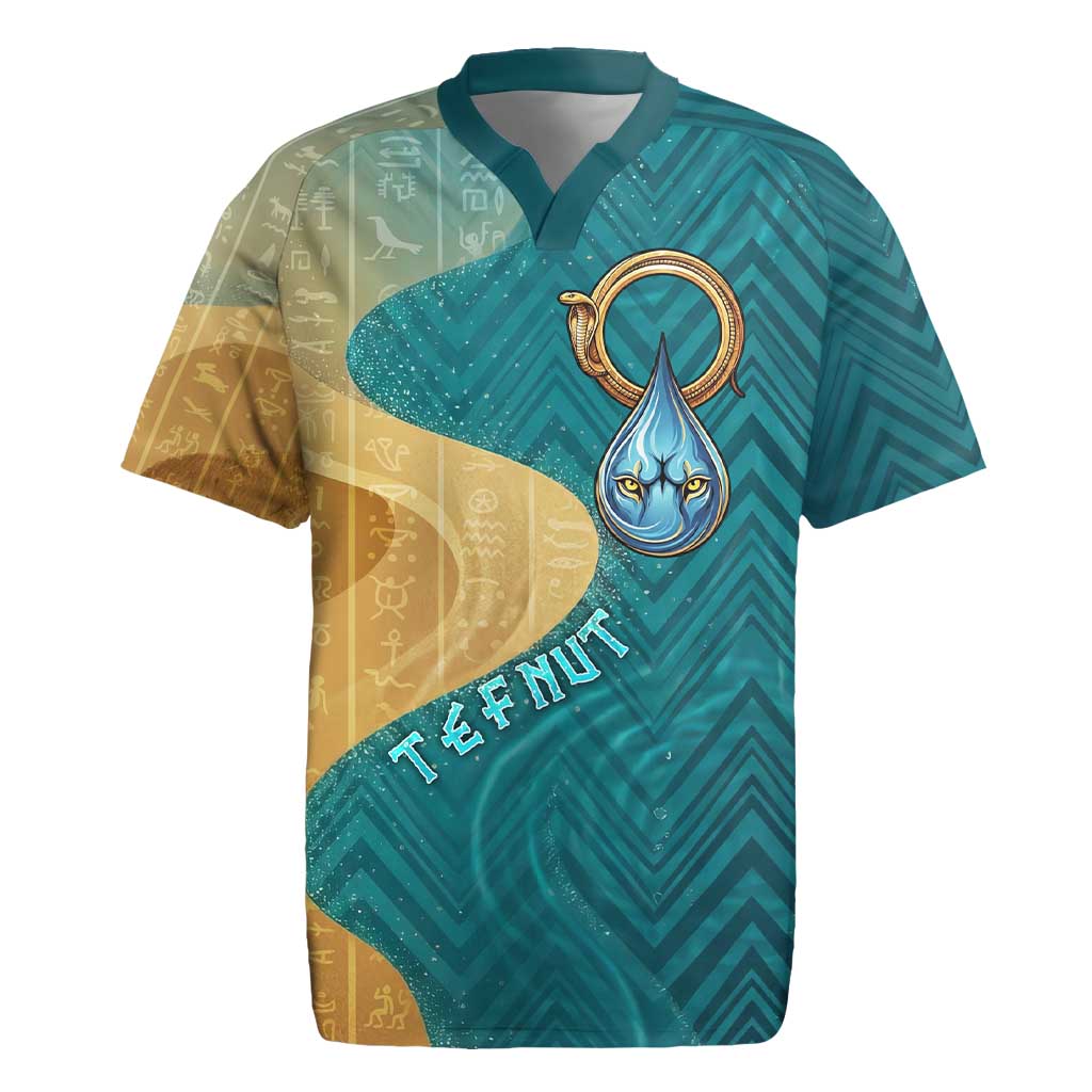 Tefnut Ancient Egyptian Rugby Jersey with Water Drop and Lion Symbol