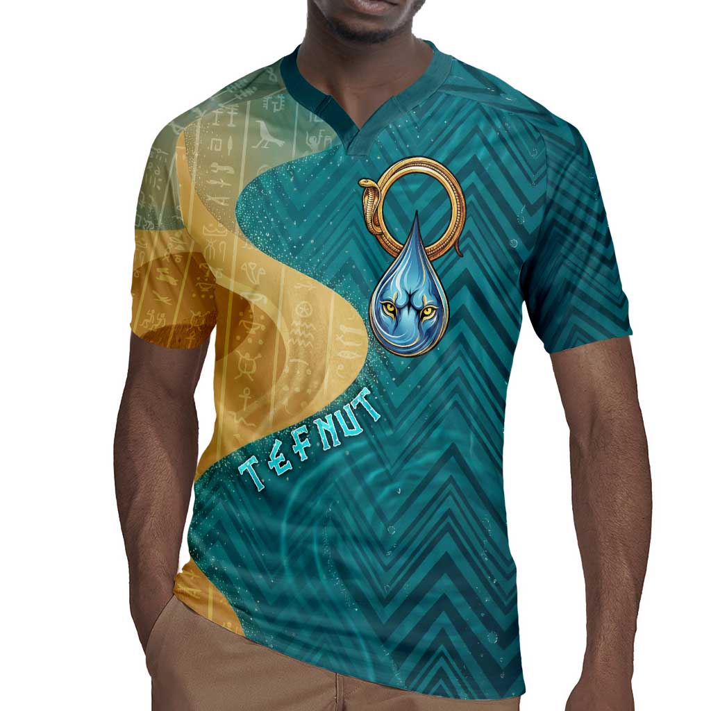 Tefnut Ancient Egyptian Rugby Jersey with Water Drop and Lion Symbol