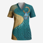 Tefnut Ancient Egyptian Scrub Top with Water Drop and Lion Symbol