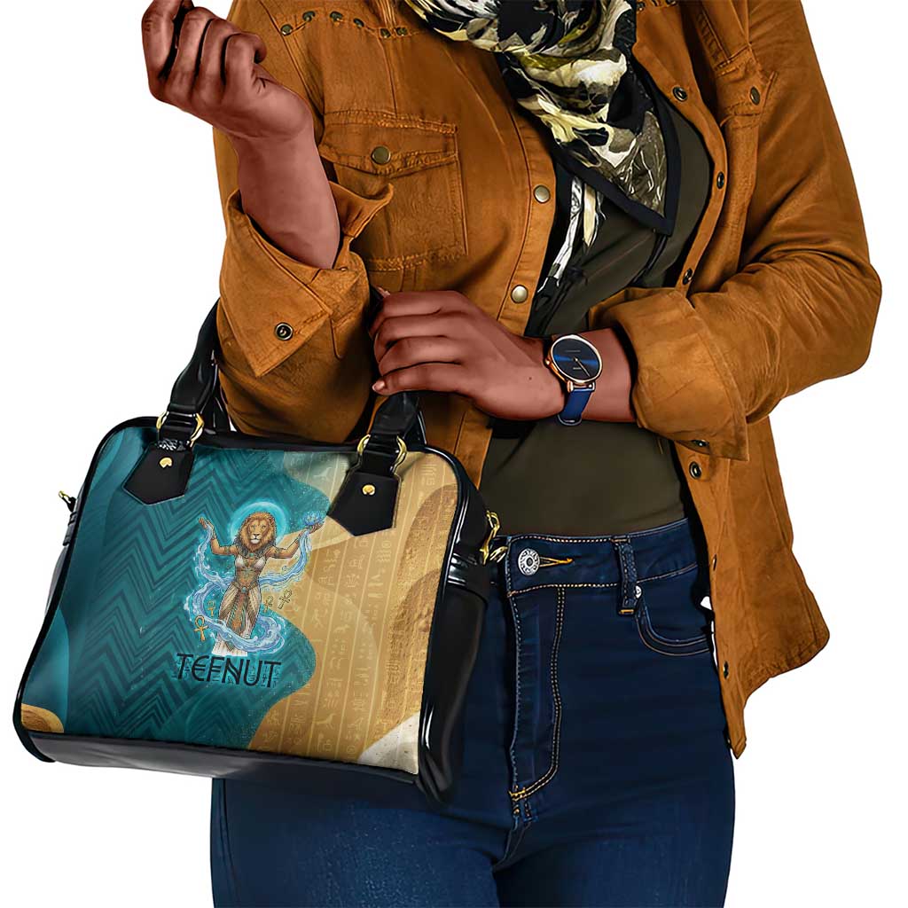 Tefnut Ancient Egyptian Shoulder Handbag with Water Drop and Lion Symbol