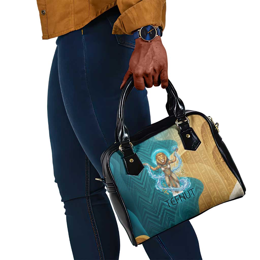 Tefnut Ancient Egyptian Shoulder Handbag with Water Drop and Lion Symbol