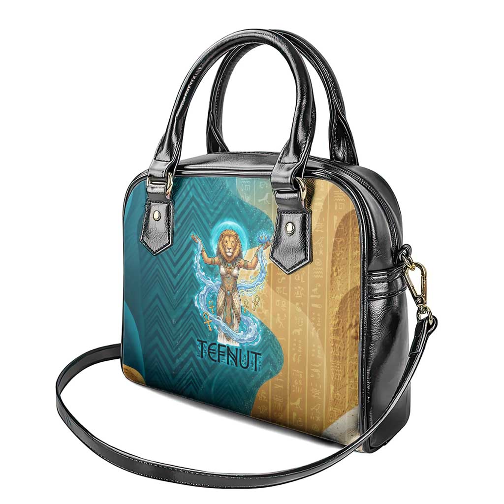 Tefnut Ancient Egyptian Shoulder Handbag with Water Drop and Lion Symbol