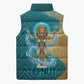 Tefnut Ancient Egyptian Sleeveless Puffer Jacket with Water Drop and Lion Symbol