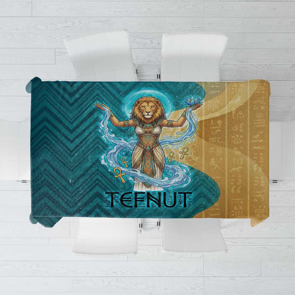 Tefnut Ancient Egyptian Tablecloth with Water Drop and Lion Symbol