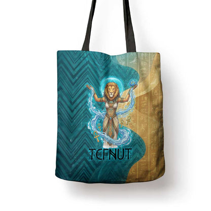 Tefnut Ancient Egyptian Tote Bag with Water Drop and Lion Symbol