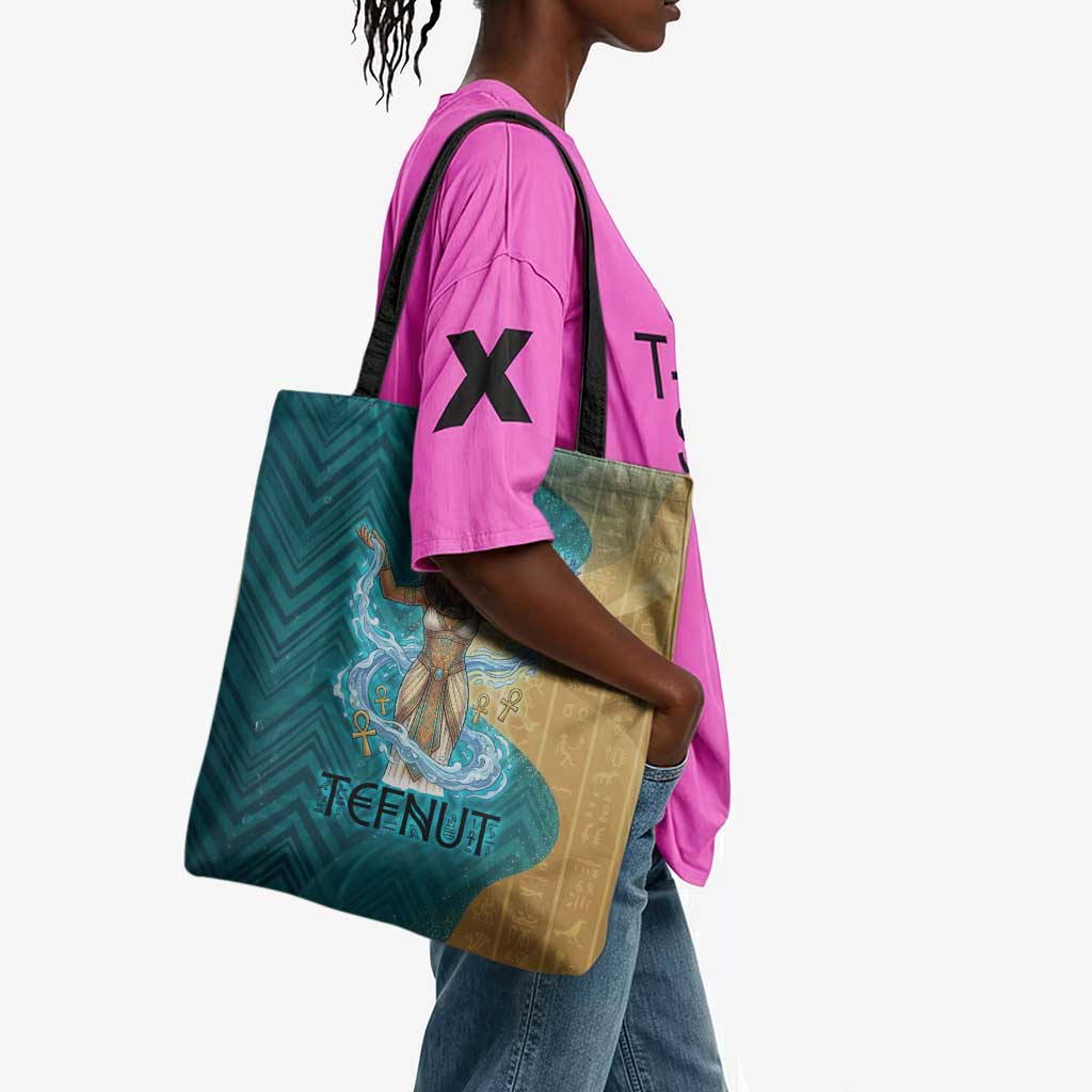 Tefnut Ancient Egyptian Tote Bag with Water Drop and Lion Symbol