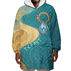 Tefnut Ancient Egyptian Wearable Blanket Hoodie with Water Drop and Lion Symbol