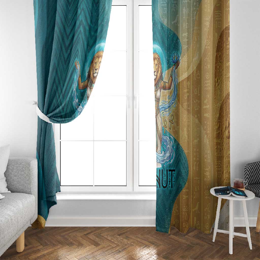 Tefnut Ancient Egyptian Window Curtain with Water Drop and Lion Symbol