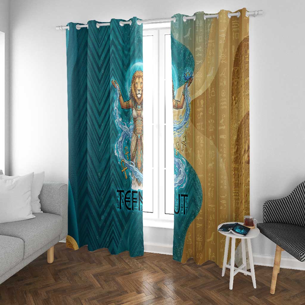 Tefnut Ancient Egyptian Window Curtain with Water Drop and Lion Symbol