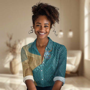Tefnut Ancient Egyptian Women Casual Shirt with Water Drop and Lion Symbol