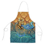 Egyptian Tefnut Fiery Eye Apron with Roaring Lion in Desert and Water Element