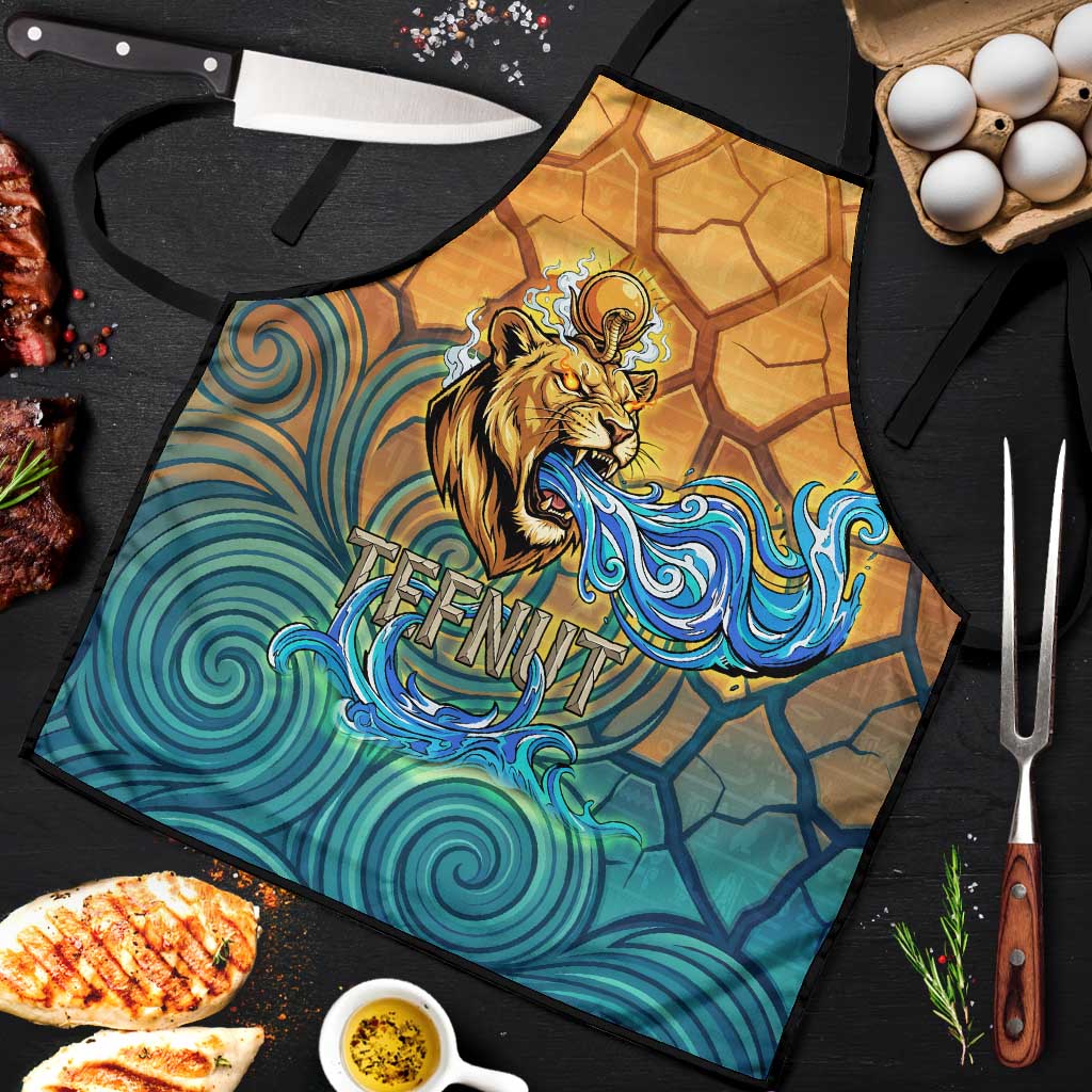 Egyptian Tefnut Fiery Eye Apron with Roaring Lion in Desert and Water Element