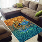 Egyptian Tefnut Fiery Eye Area Rug with Roaring Lion in Desert and Water Element