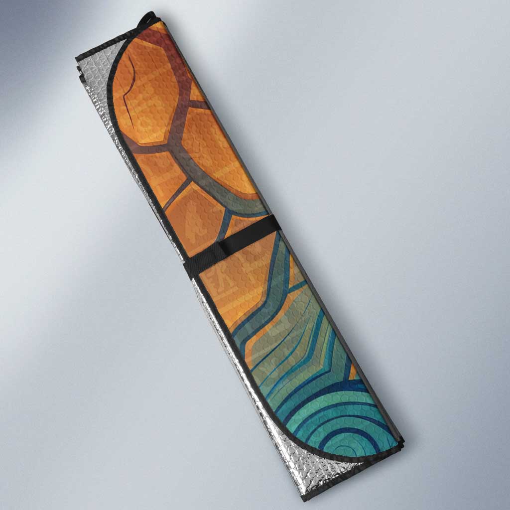 Egyptian Tefnut Fiery Eye Auto Sun Shade with Roaring Lion in Desert and Water Element