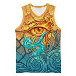 Egyptian Tefnut Fiery Eye Basketball Jersey with Roaring Lion in Desert and Water Element