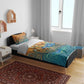 Egyptian Tefnut Fiery Eye Bedding Set with Roaring Lion in Desert and Water Element