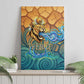 Egyptian Tefnut Fiery Eye Canvas Wall Art with Roaring Lion in Desert and Water Element
