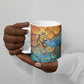 Egyptian Tefnut Fiery Eye Ceramic Mug with Roaring Lion in Desert and Water Element