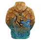 Egyptian Tefnut Fiery Eye Hoodie with Roaring Lion in Desert and Water Element