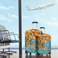 Egyptian Tefnut Fiery Eye Luggage Cover with Roaring Lion in Desert and Water Element