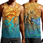 Egyptian Tefnut Fiery Eye Men Tank Top with Roaring Lion in Desert and Water Element