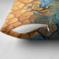 Egyptian Tefnut Fiery Eye Pillow Cover with Roaring Lion in Desert and Water Element