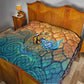 Egyptian Tefnut Fiery Eye Quilt with Roaring Lion in Desert and Water Element