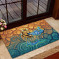 Egyptian Tefnut Fiery Eye Rubber Doormat with Roaring Lion in Desert and Water Element