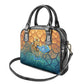 Egyptian Tefnut Fiery Eye Shoulder Handbag with Roaring Lion in Desert and Water Element
