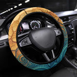 Egyptian Tefnut Fiery Eye Steering Wheel Cover with Roaring Lion in Desert and Water Element