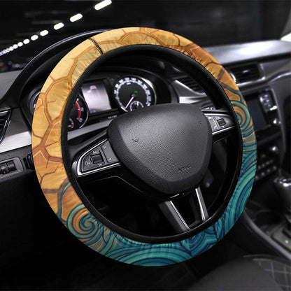 Egyptian Tefnut Fiery Eye Steering Wheel Cover with Roaring Lion in Desert and Water Element