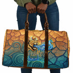 Egyptian Tefnut Fiery Eye Travel Bag with Roaring Lion in Desert and Water Element