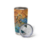 Egyptian Tefnut Fiery Eye Tumbler Cup with Roaring Lion in Desert and Water Element
